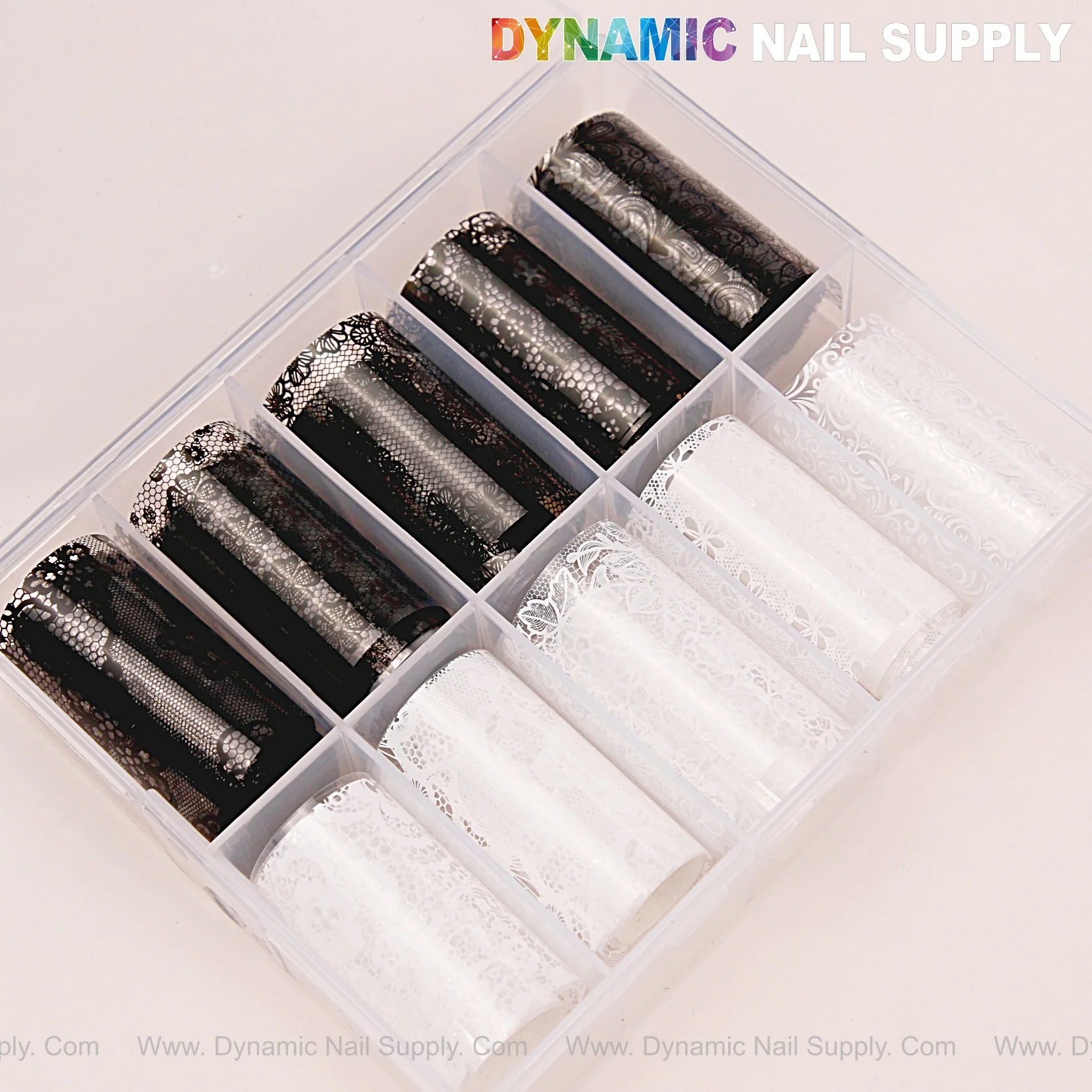 Nail Art Design Foils - White and Black Lace Nail Foil - Image 8