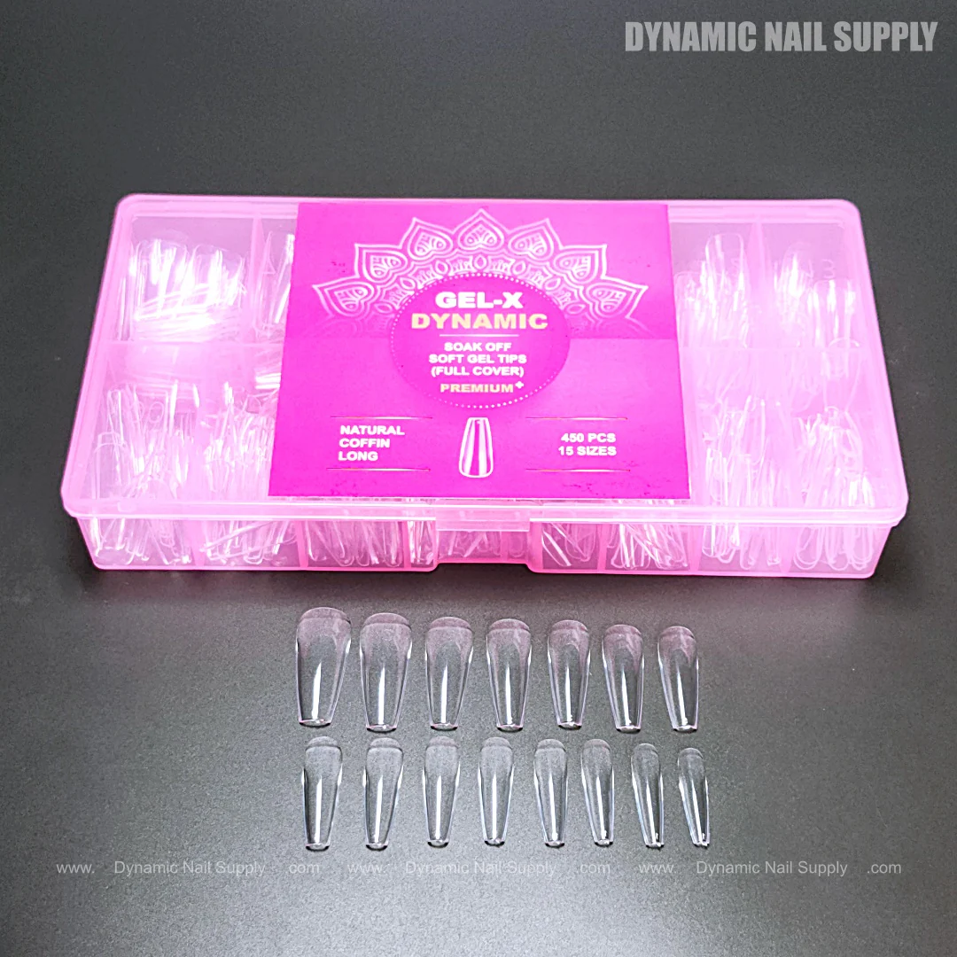 Natural Coffin (Long) Full Cover Soft-Gel Nail Tips (Pink Box) - Image 3