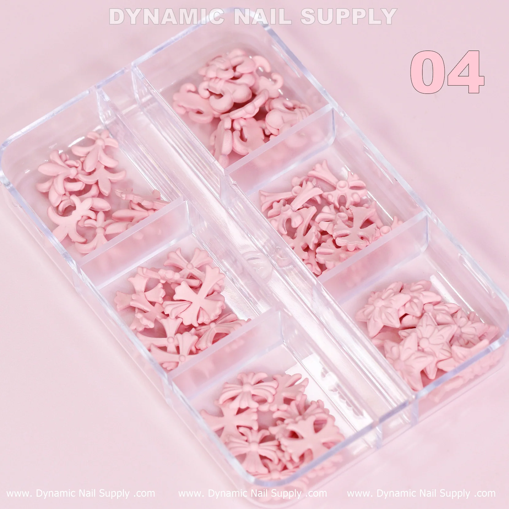 Pink 3D Antique Crosses & Chrome Heart Resin Charms for Nails Art design - Matte Pink Shades - Image 8