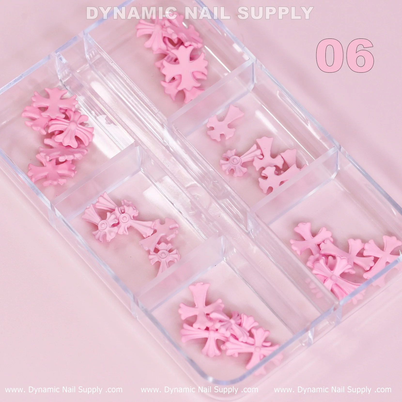 Pink 3D Antique Crosses & Chrome Heart Resin Charms for Nails Art design - Matte Pink Shades - Image 9