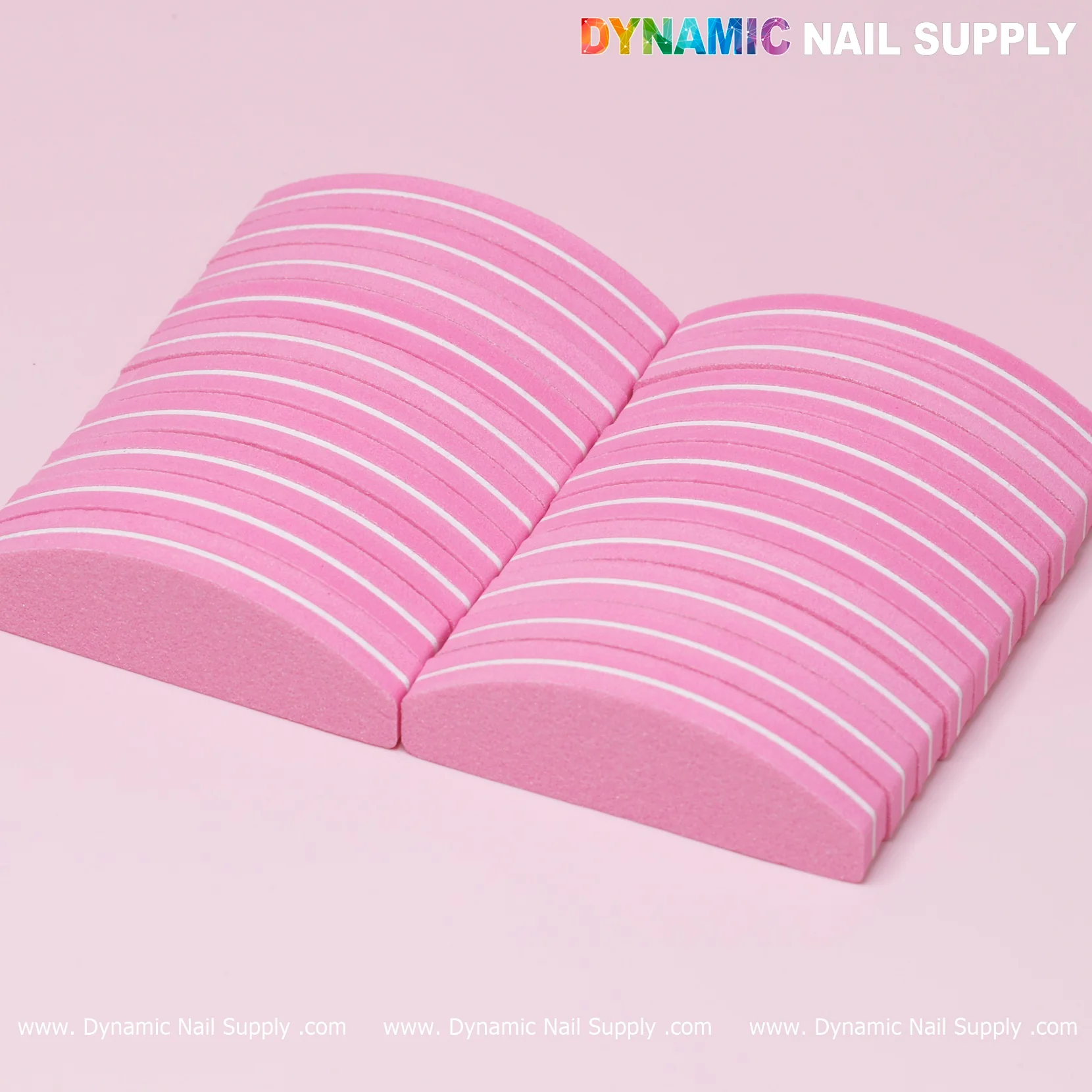 Pink Buffer Pack (20 pcs) grit 100/180 Half-moon Hard-board fine and coarse surface - Image 5