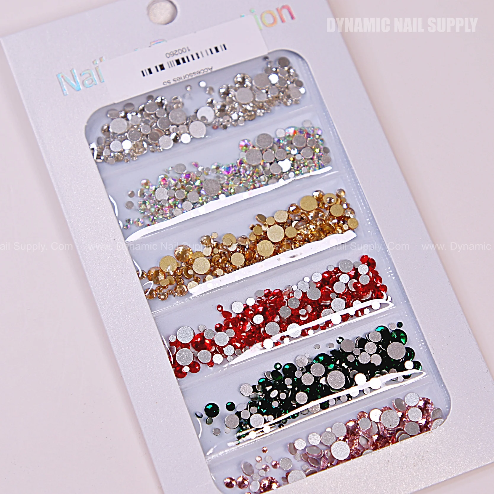 Pink Red Green Silver Gold Round-shape Mixed-sizes Rhinestone set