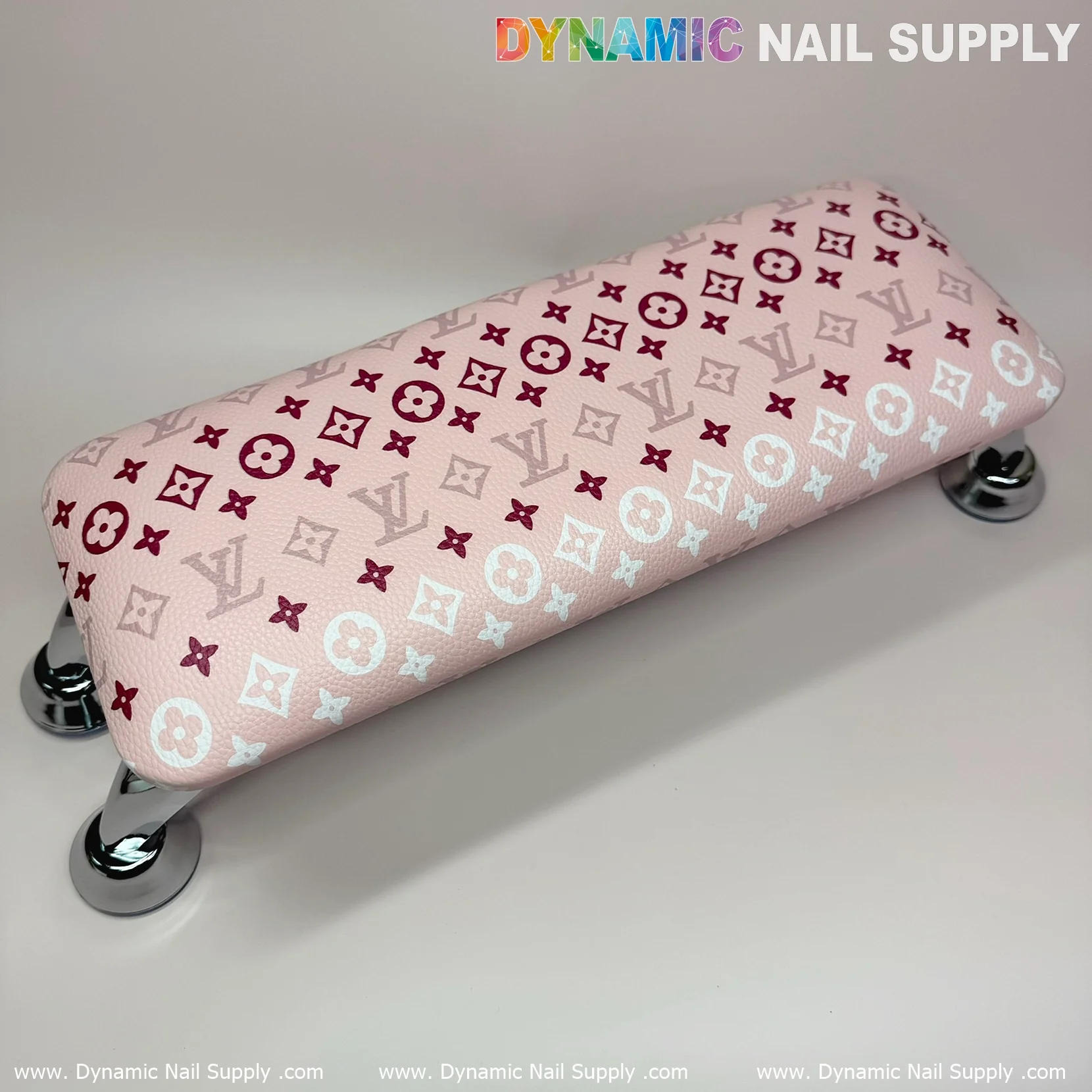 (Pink White LV Pattern) Leather Cushion Armrest with Pillow for Manicure Pedicure (Reposabrazos Para Manicura) - Image 6