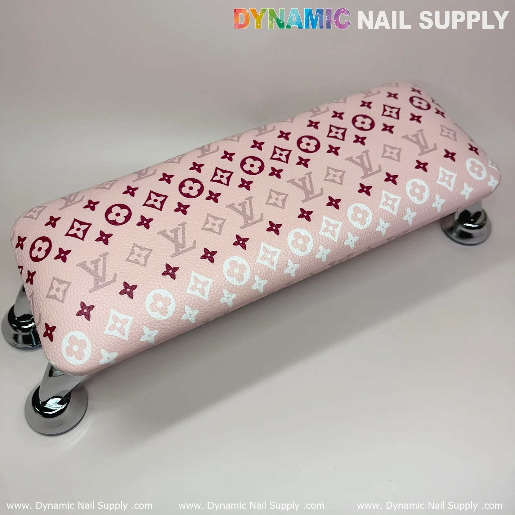 (Pink White LV Pattern) Leather Cushion Armrest with Pillow for Manicure Pedicure (Reposabrazos Para Manicura) - Image 8