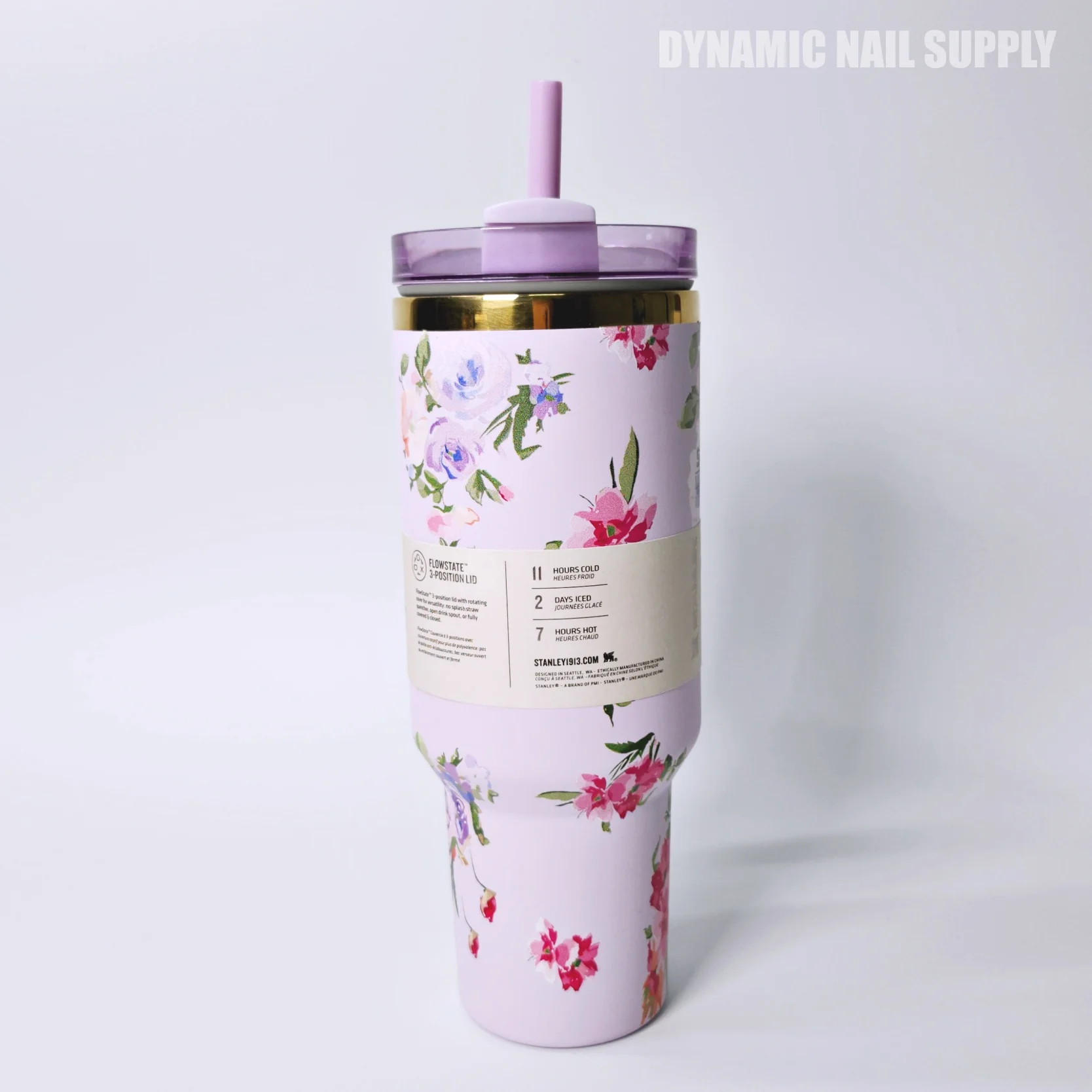 (Purple Flower) Stainless Steel Tumbler (40oz) - Image 3