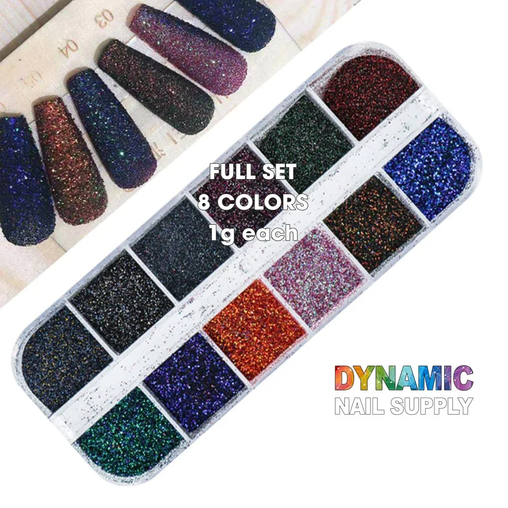 QH15060 SET 09 Holographic Nail Art Glitter Set Powder