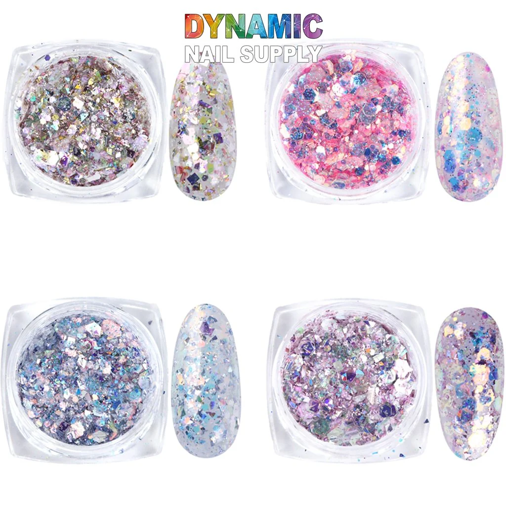 QH15060 SET 19 Holographic Nail Art Glitter Set Powder - Image 3