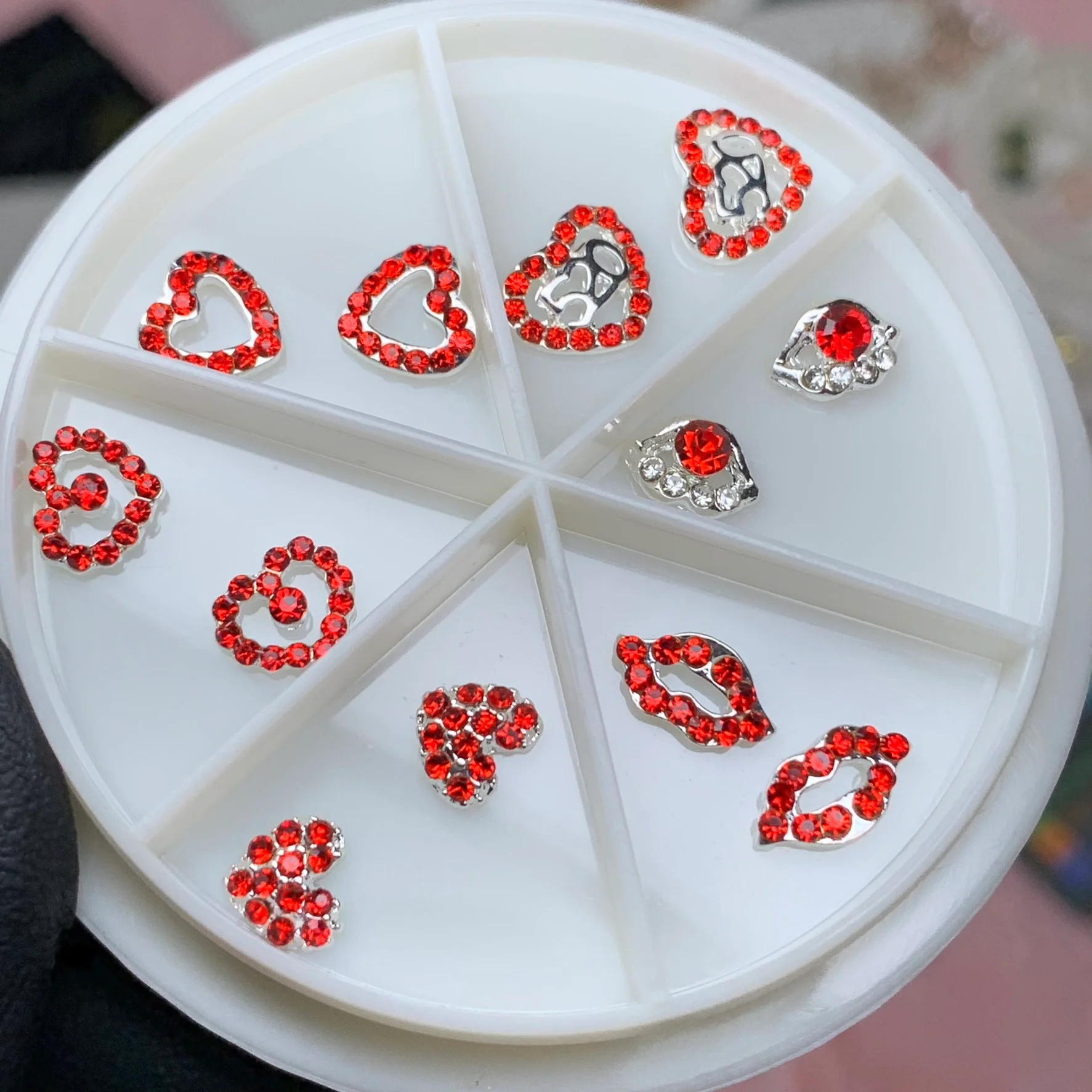 Red 3D Heart shape & Lips Charms for Valentines nails art design - Image 2