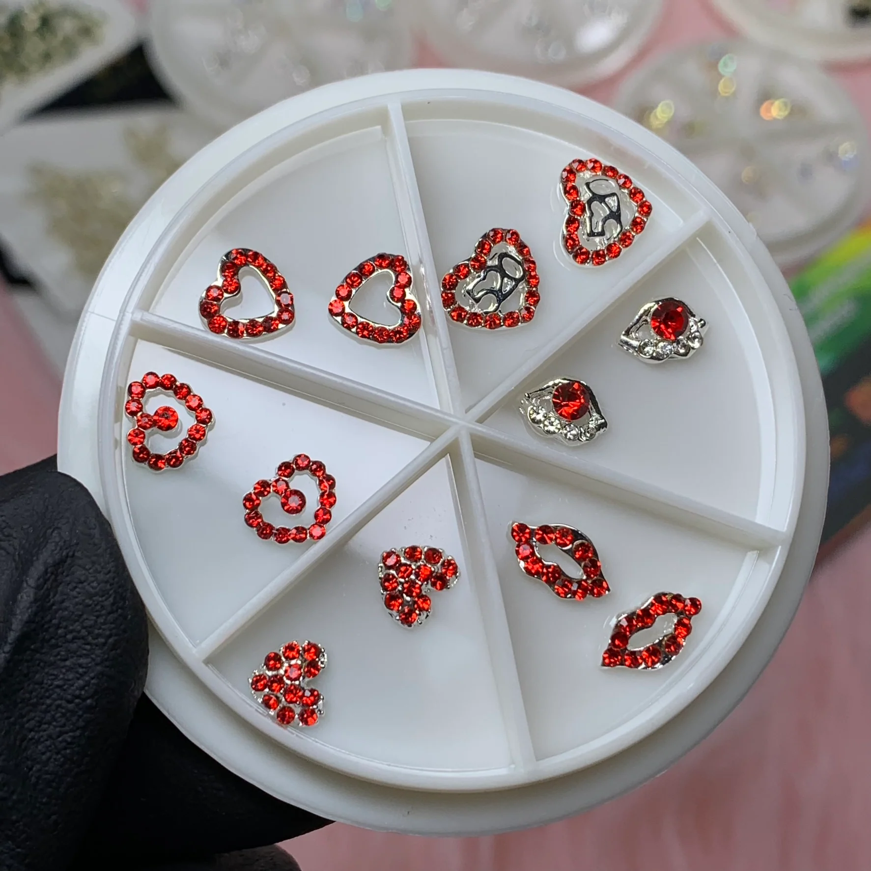 Red 3D Heart shape & Lips Charms for Valentines nails art design - Image 3