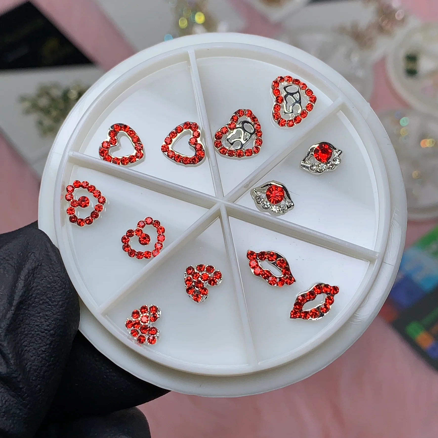 Red 3D Heart shape & Lips Charms for Valentines nails art design - Image 4