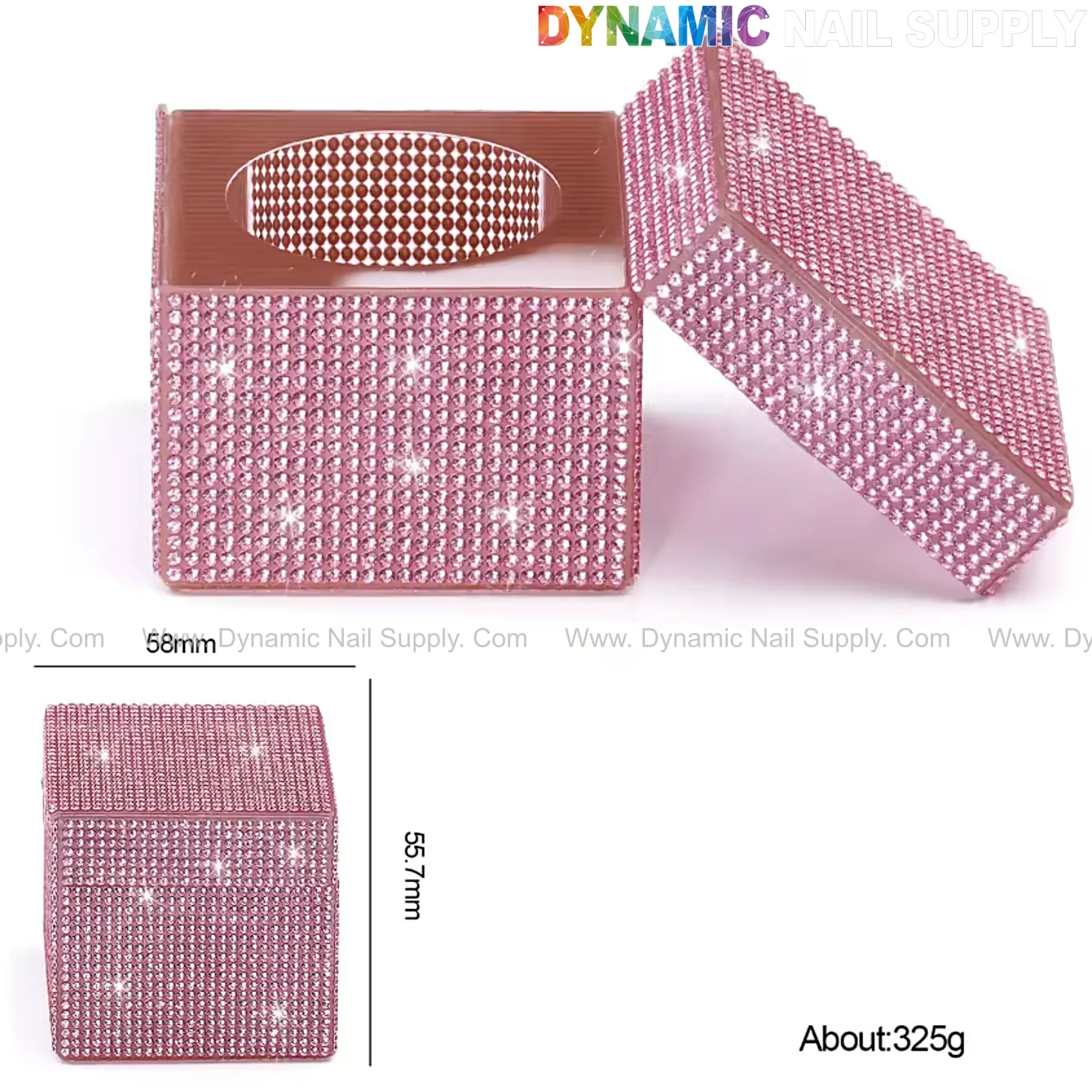 Rhinestone Square Pink Dappen Dish with Lid - Monomer Glass Crystal Cup for Professional Use - Image 5