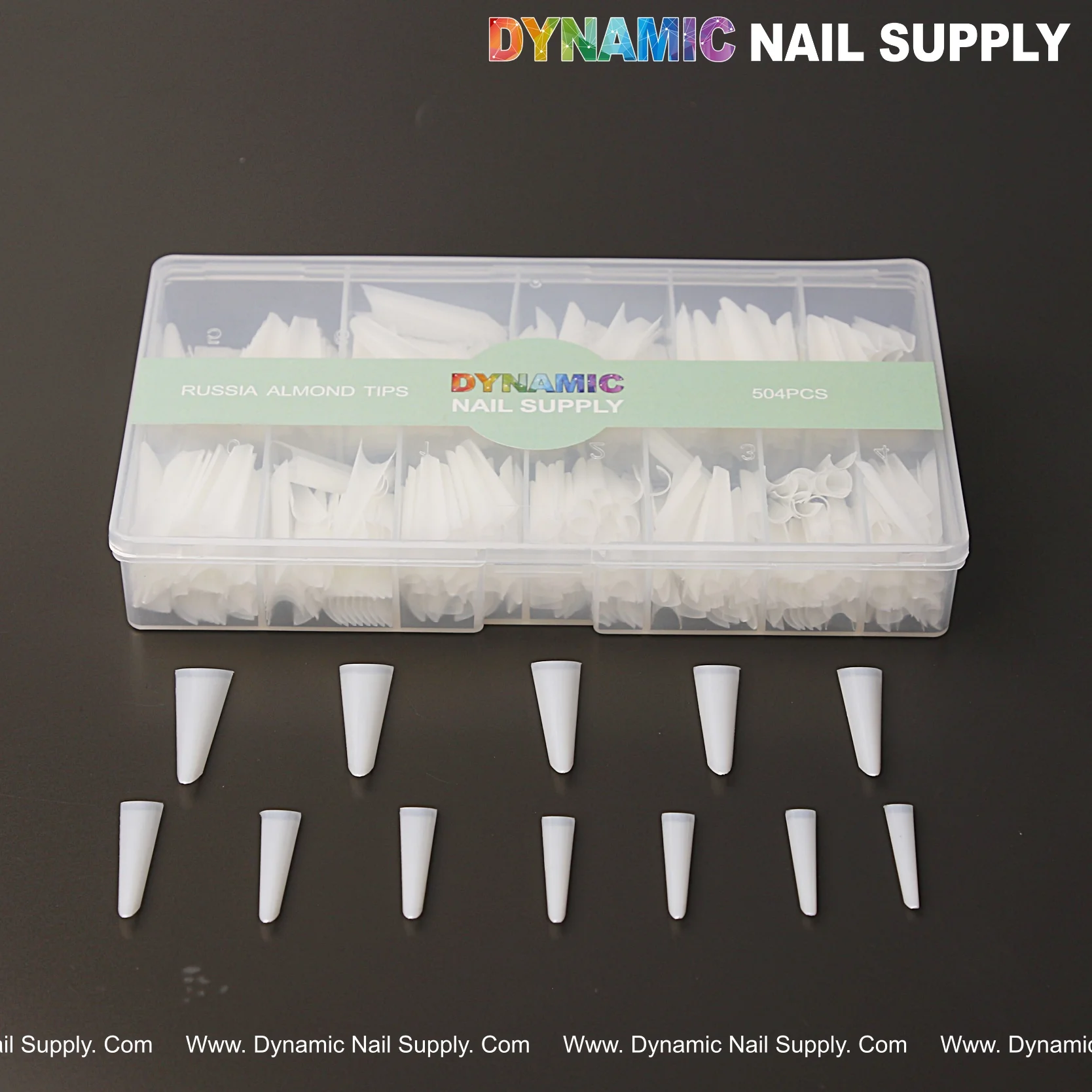 Russia Almond Natural White Straight  Half Cover Nail Tips Box - 504pcs - 12 sizes - Image 2