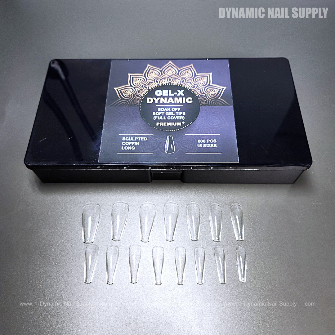 Sculpted Coffin (Long) Full Cover Soft-Gel Nail Tips (Black Box) - Image 3