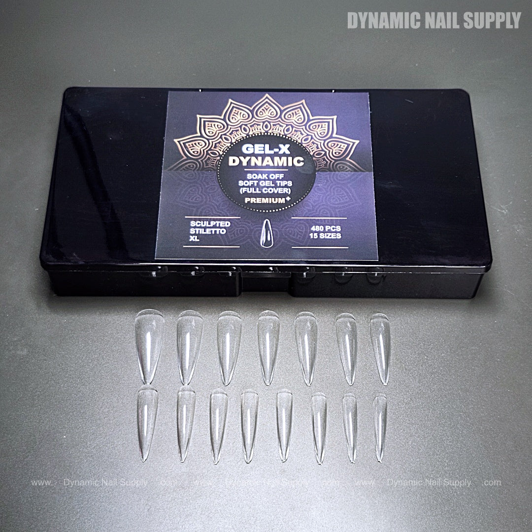 Sculpted Stiletto XL Full Cover Soft-Gel Nail Tips (Black Box) - Image 3