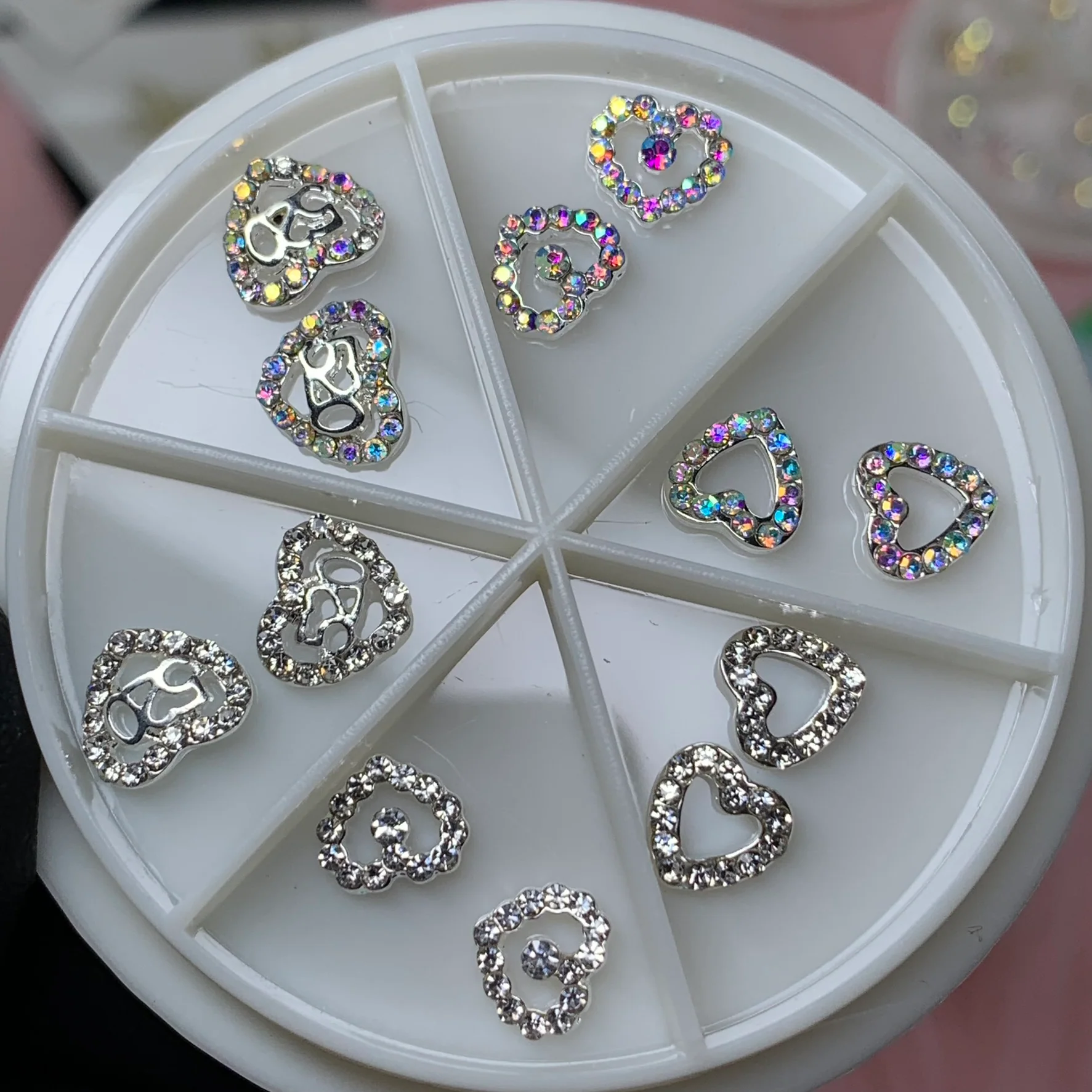 3D Silver Heart shape and Lips Charms for Valentines nails art design - Image 5