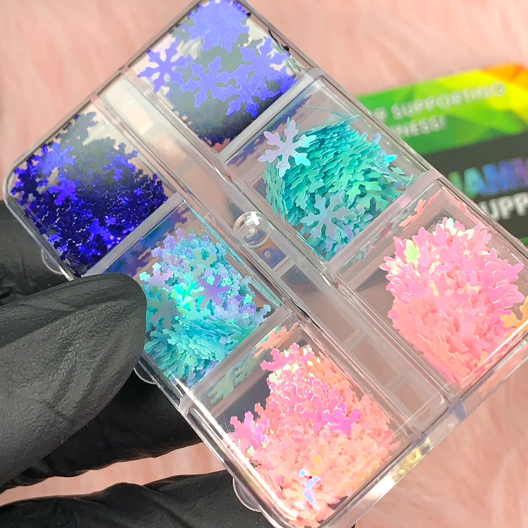 Special Iridescent Snowflakes Sequin Glitter for Christmas Nail Art design - Image 8
