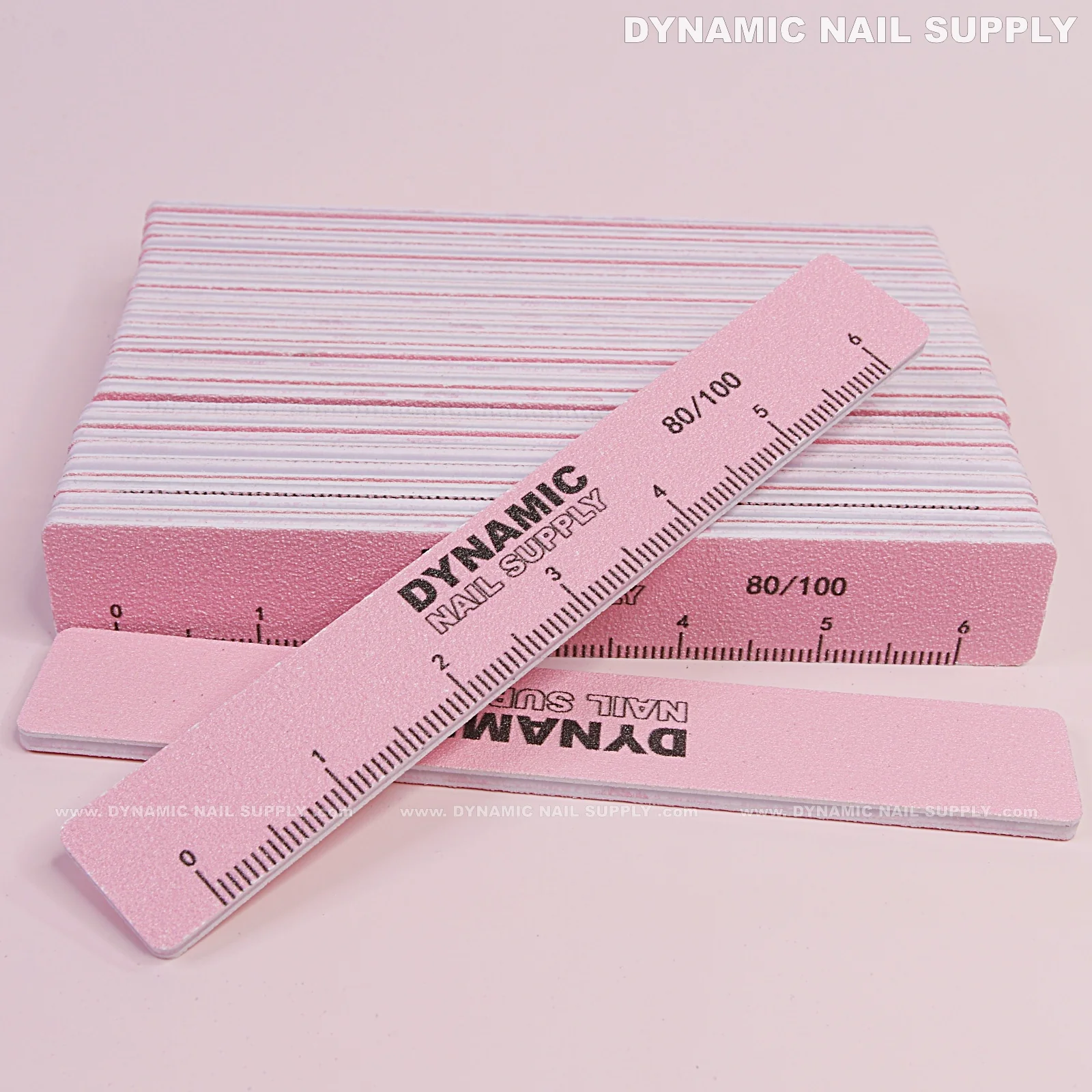 Square Acrylic-Nail files Grit 80/100 - Pack 25 - Pink Double-side with Hard board - Image 7