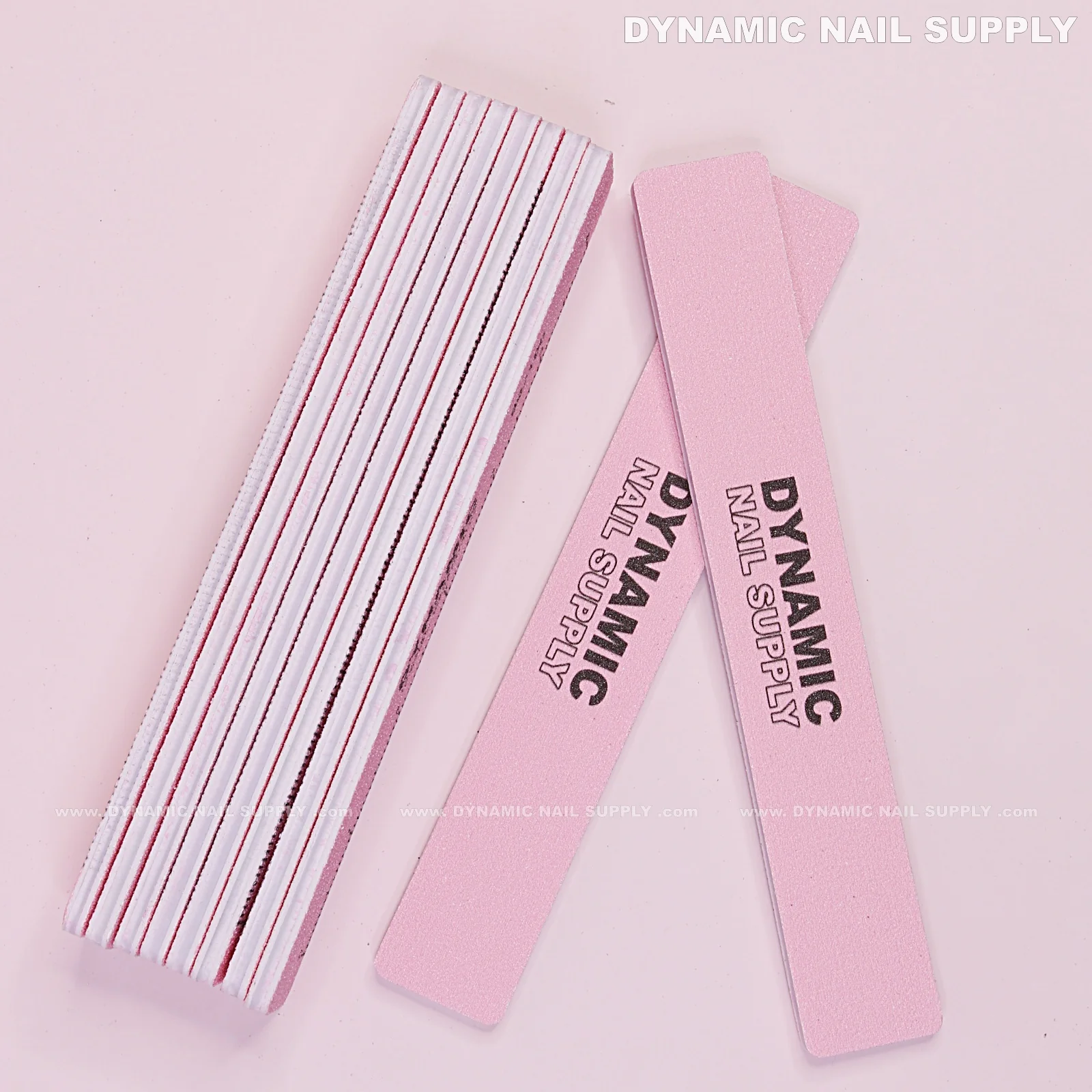 Square Nail files Grit 60/60 Extreme Coarse - Pack 10 - Pink - Double-side with Emery board - Image 8