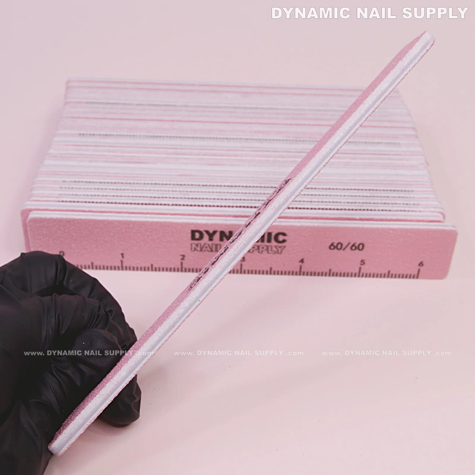 Square Nail files Grit 60/60 Extreme Coarse - Pack 25 - Pink - Double-side with Emery board - Image 2