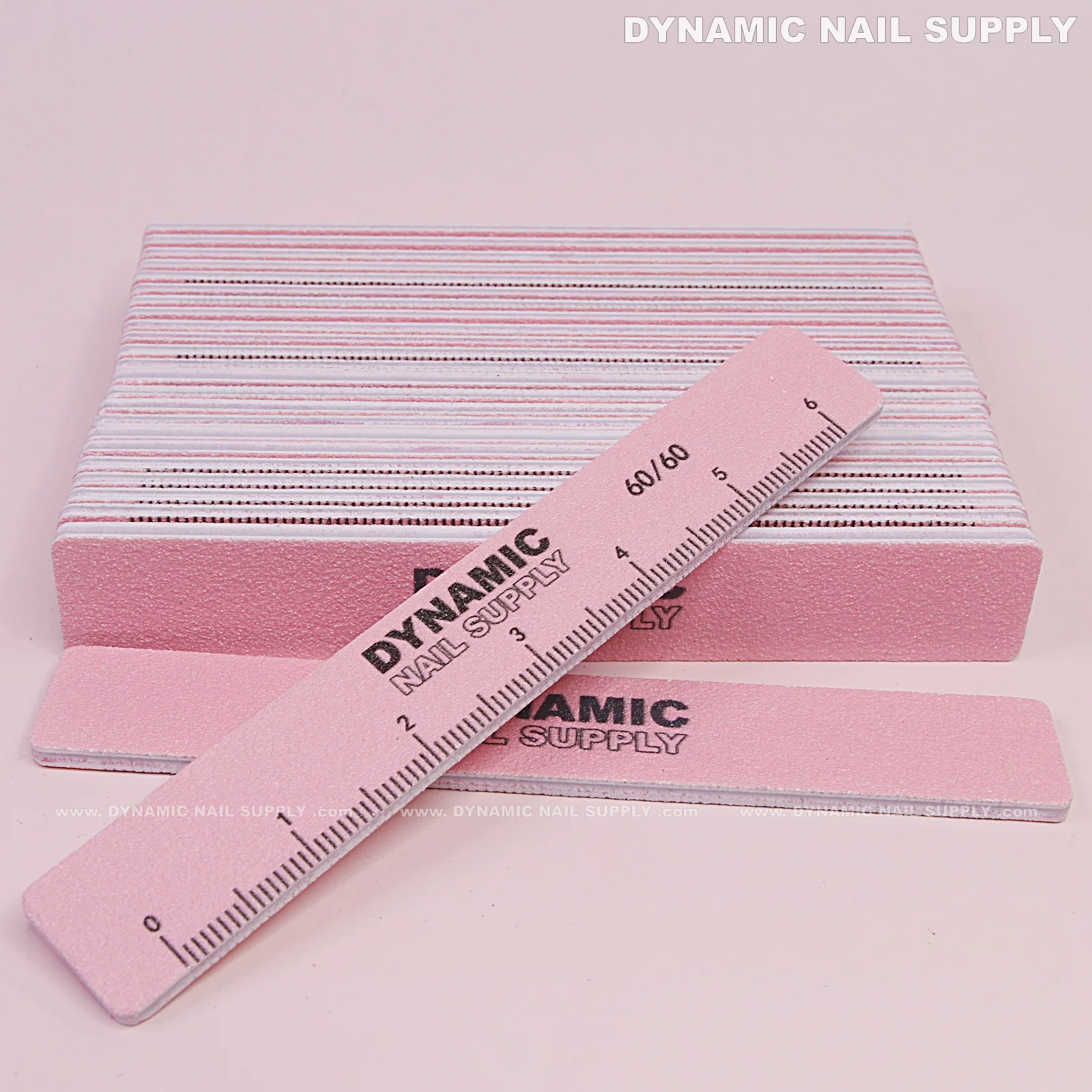 Square Nail files Grit 60/60 Extreme Coarse - Pack 25 - Pink - Double-side with Emery board - Image 5