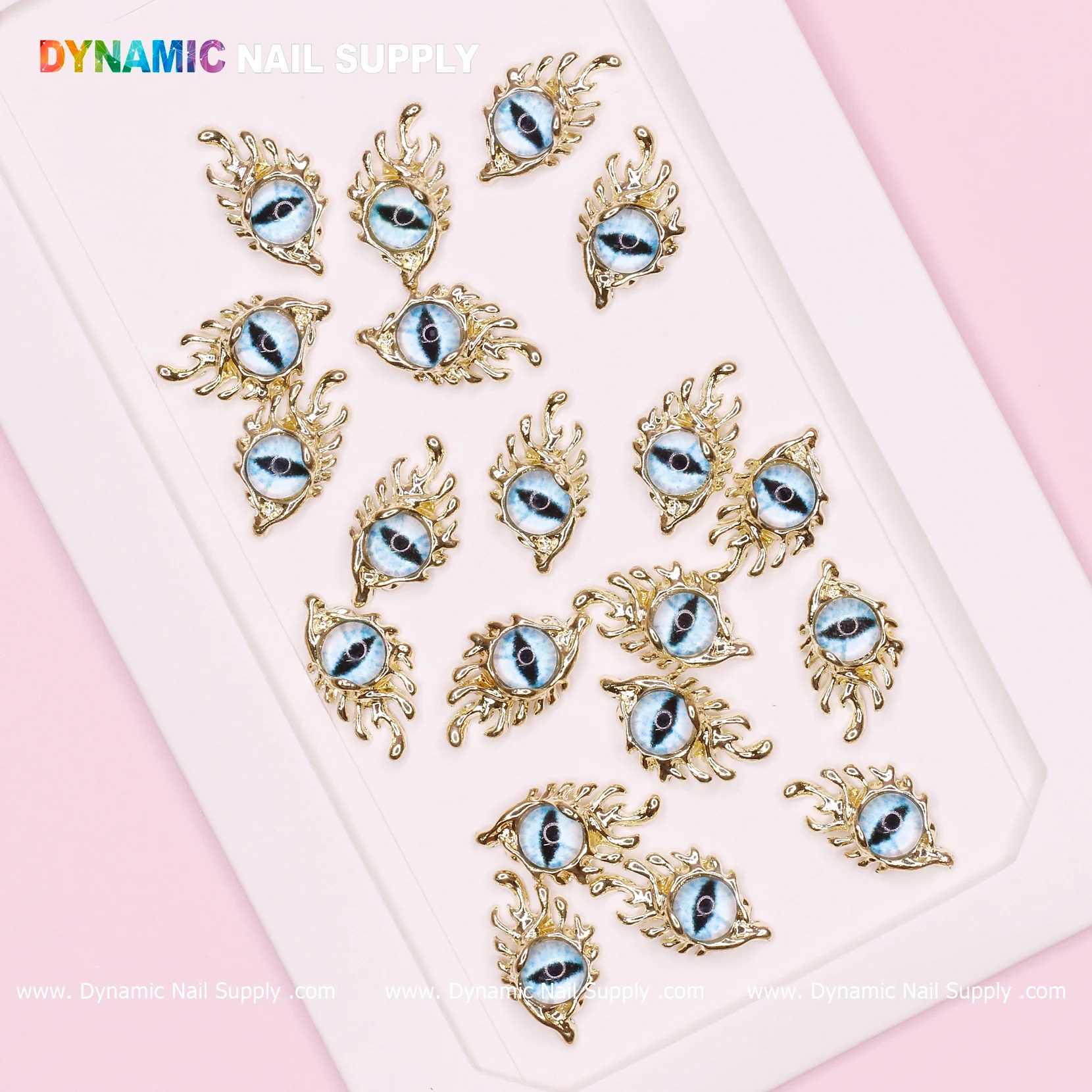 The Light Blue GreaT EyEs (Eye of SauR0n) charms for nails art design with Gold Frames - Image 3
