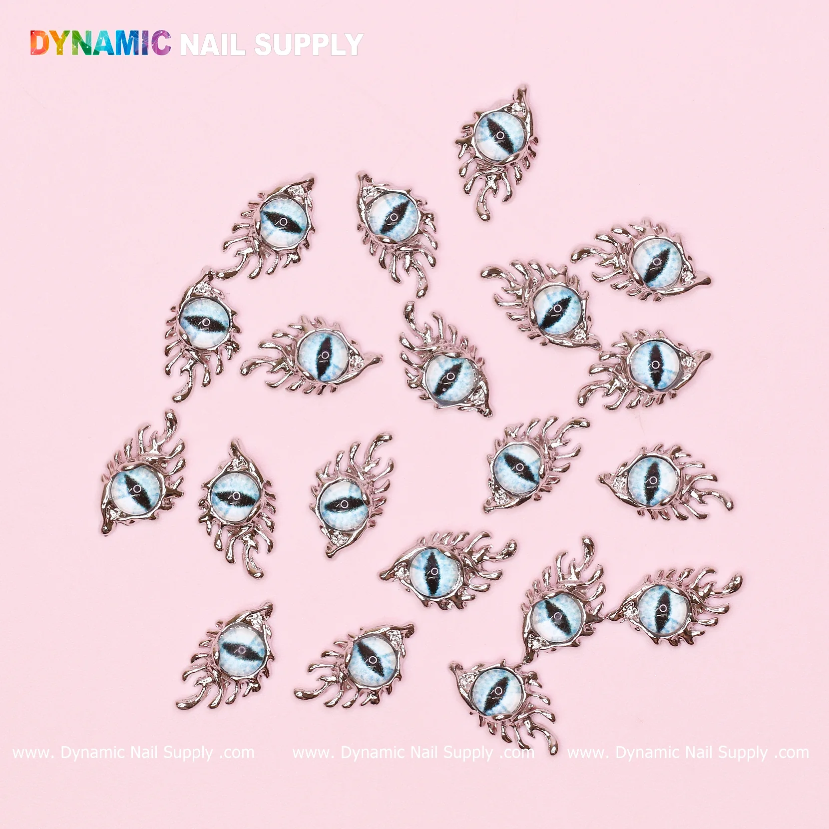 The Light Blue GreaT EyEs (Eye of SauR0n) charms for nails art design with Silver Frames - Image 3
