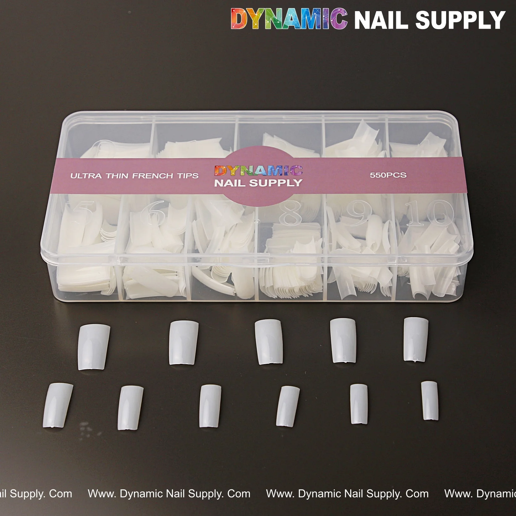 Ultra Thin French Tips - Natural White Color - Half Cover - 550pcs - 11 Sizes - Image 2