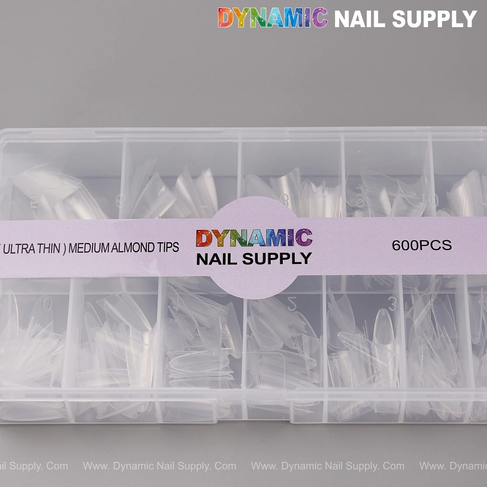 (Ultra Thin) Medium Almond Extension Nail Tips - Half Cover - 600pcs - 12 sizes