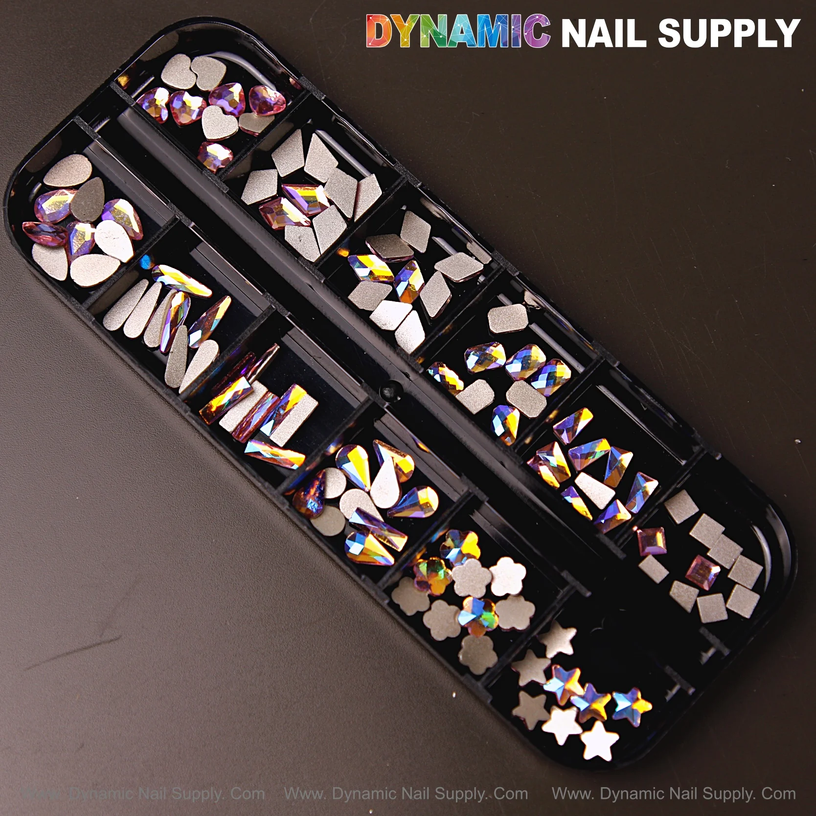 [Volcano AB 7] Mixed 12 Raindrop Square Heart Moon Shapes Nail Art Rhinestone Gems