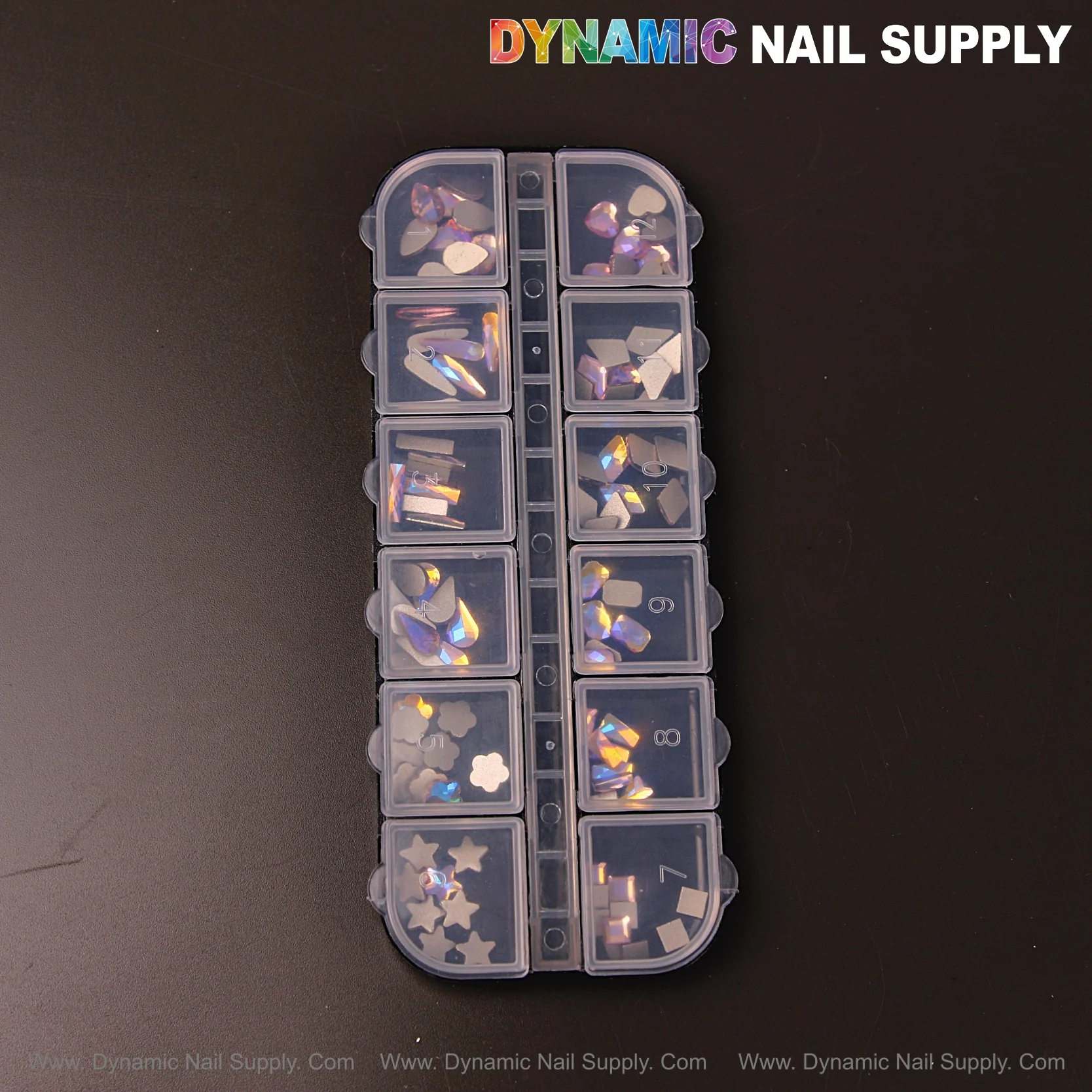[Volcano AB 7] Mixed 12 Raindrop Square Heart Moon Shapes Nail Art Rhinestone Gems - Image 5