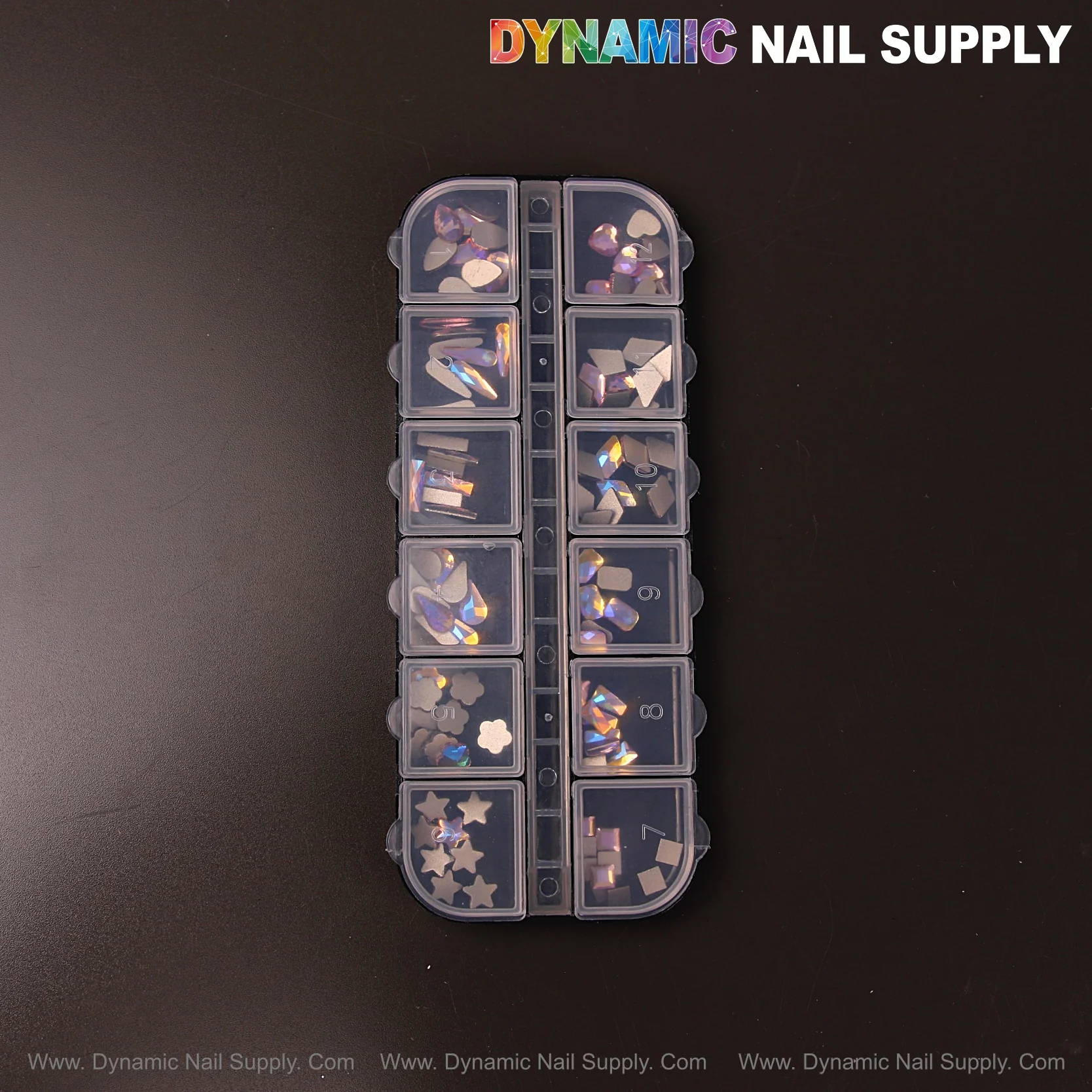 [Volcano AB 7] Mixed 12 Raindrop Square Heart Moon Shapes Nail Art Rhinestone Gems - Image 7