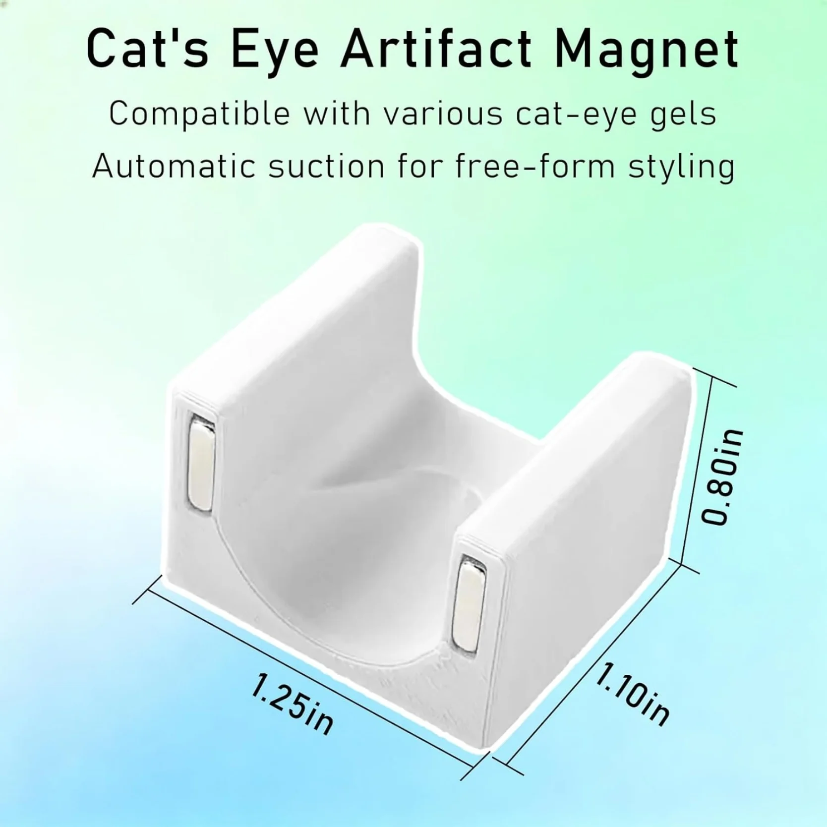 White Cat Eye Nail Magnet U-Shape 5D Strong Magnetic Nail Art Tool for Cat Eye Gel Polish - Non-Slip Finger Stand for DIY & Salon - Image 4