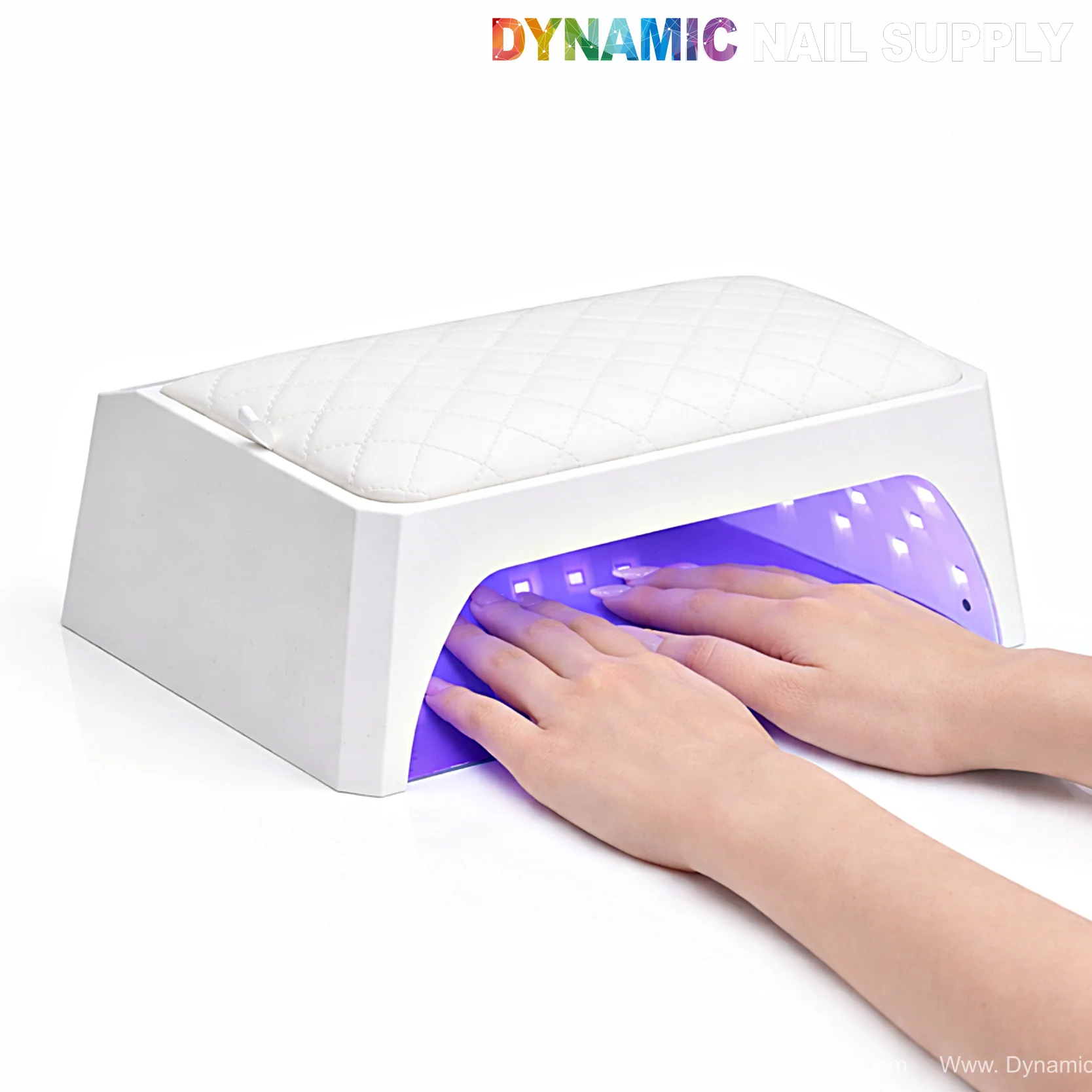 [White Cushion] 120W UV/ LED Cordless Rechargeable Lamp with Armrest Cushion - Two-Hand Fit - Image 2