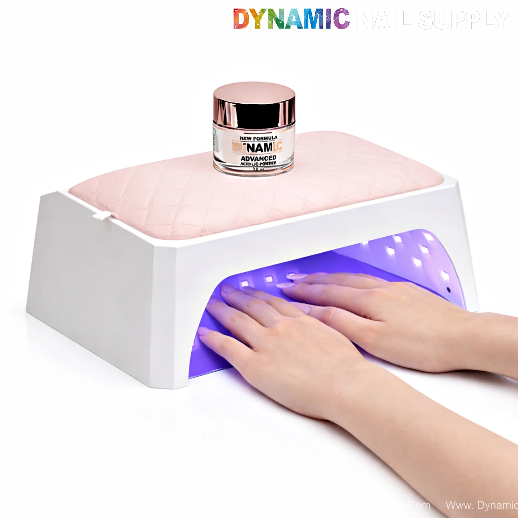 [Pink Cushion] 120W UV/ LED Cordless Rechargeable Lamp with Armrest Cushion - Two-Hand Fit - Image 3
