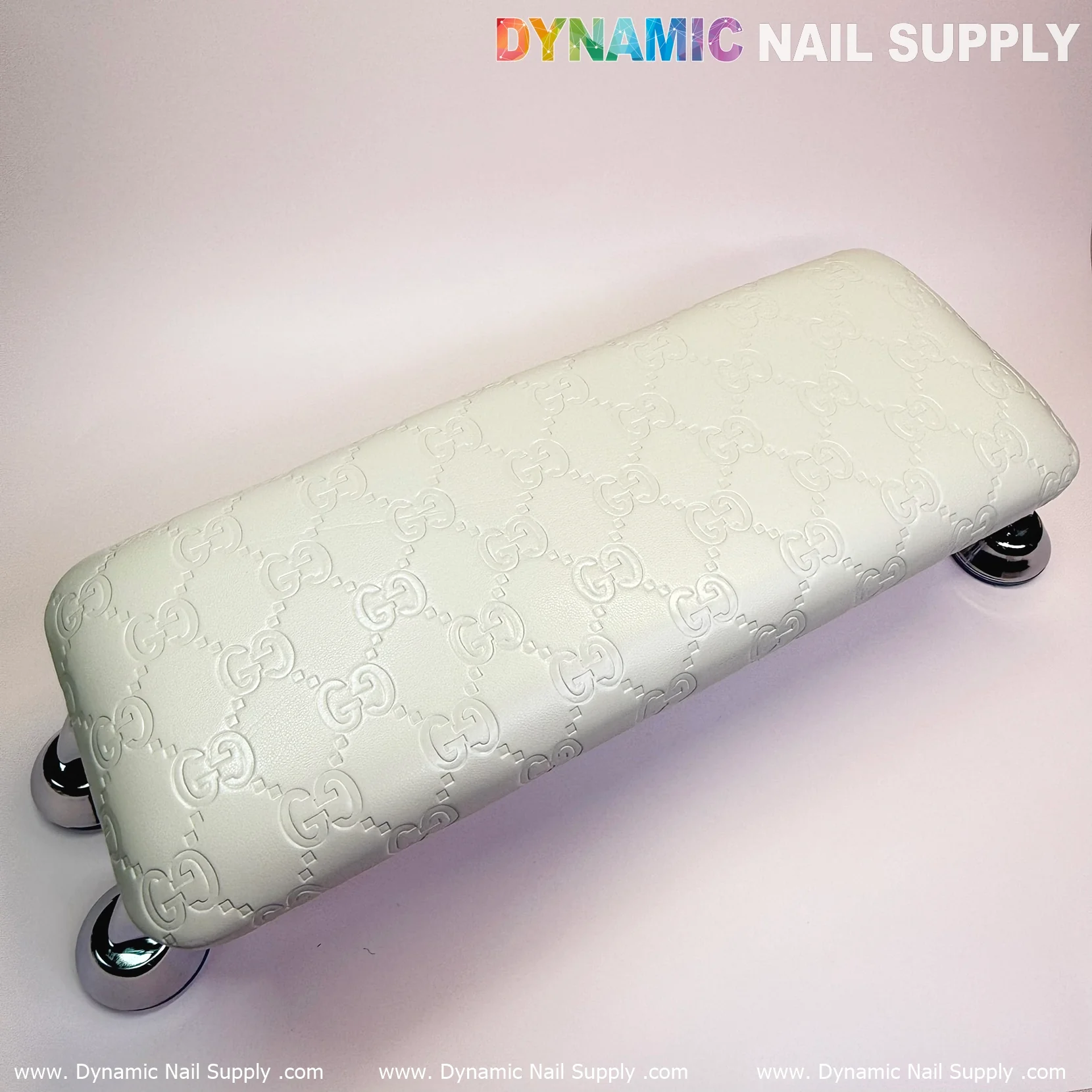 (White GC embossed) Armrest with Leather Cushion Pillow for Pedicure Manicure (Reposabrazos Para Manicura) - Image 5