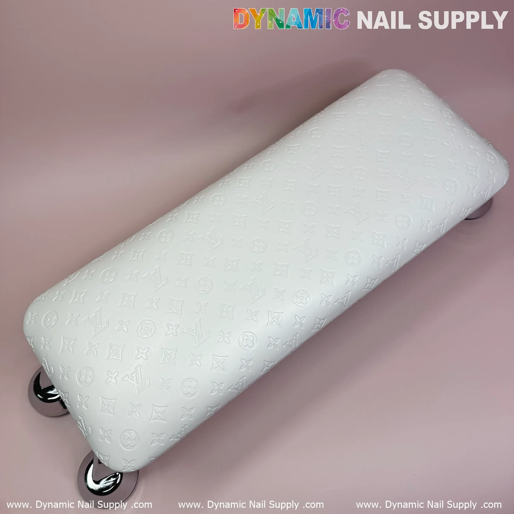 (White LV embossed) Nails Armrest with Leather Pillow Cushion for Manicure Pedicure (Reposabrazos Para Manicura) - Image 3
