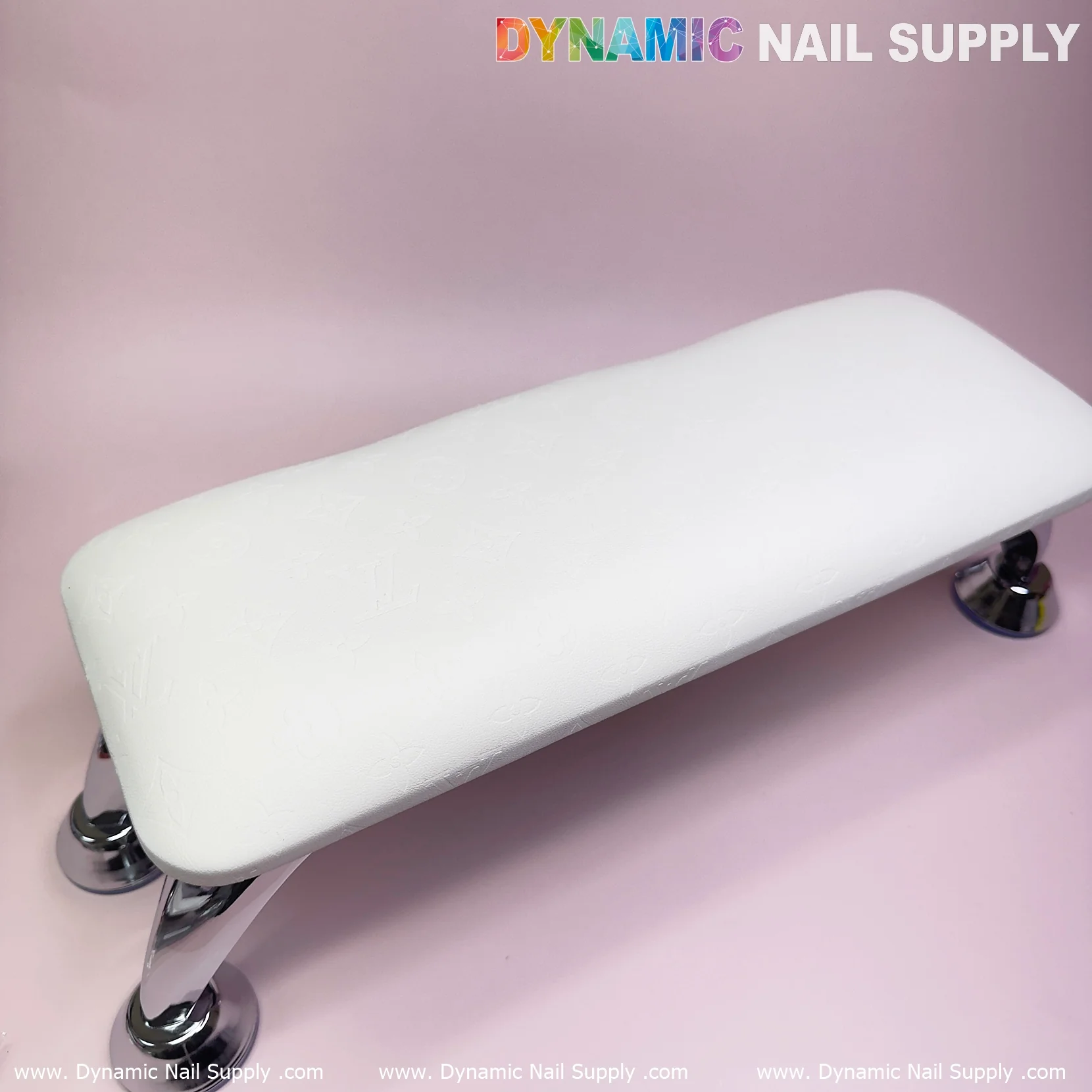 (White LV Pattern) Full-Grain Leather Armrest Cushion Pillow for Pedicure Manicure (Reposabrazos Para Manicura) - Image 3