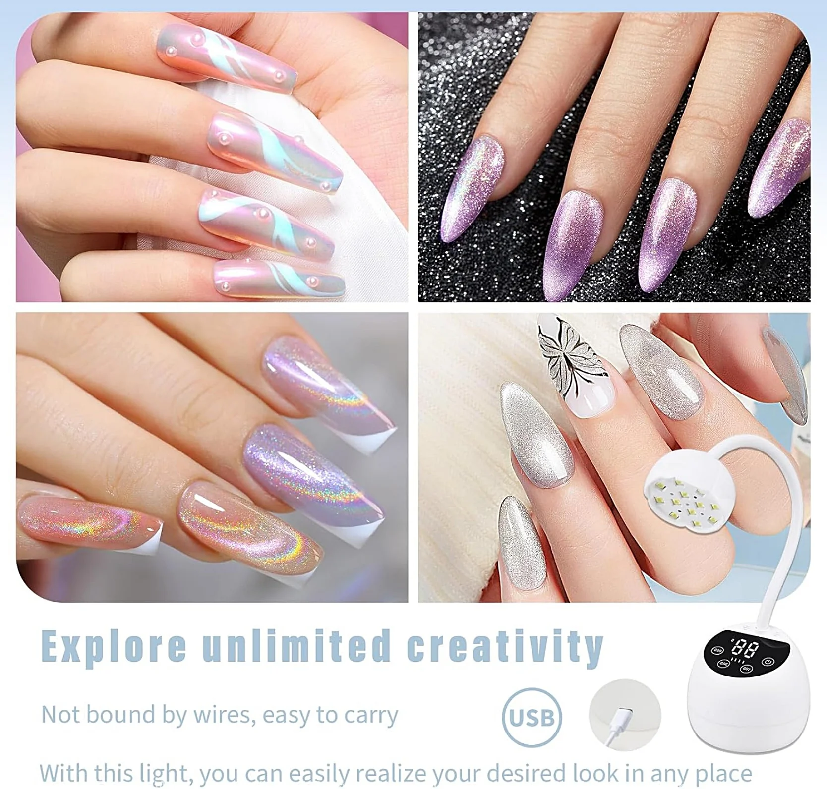 [White] Mini Flash Cure UV LED Lamp 36W -Auto Sensor Gooseneck Portable USB Nail Dryer - Image 5