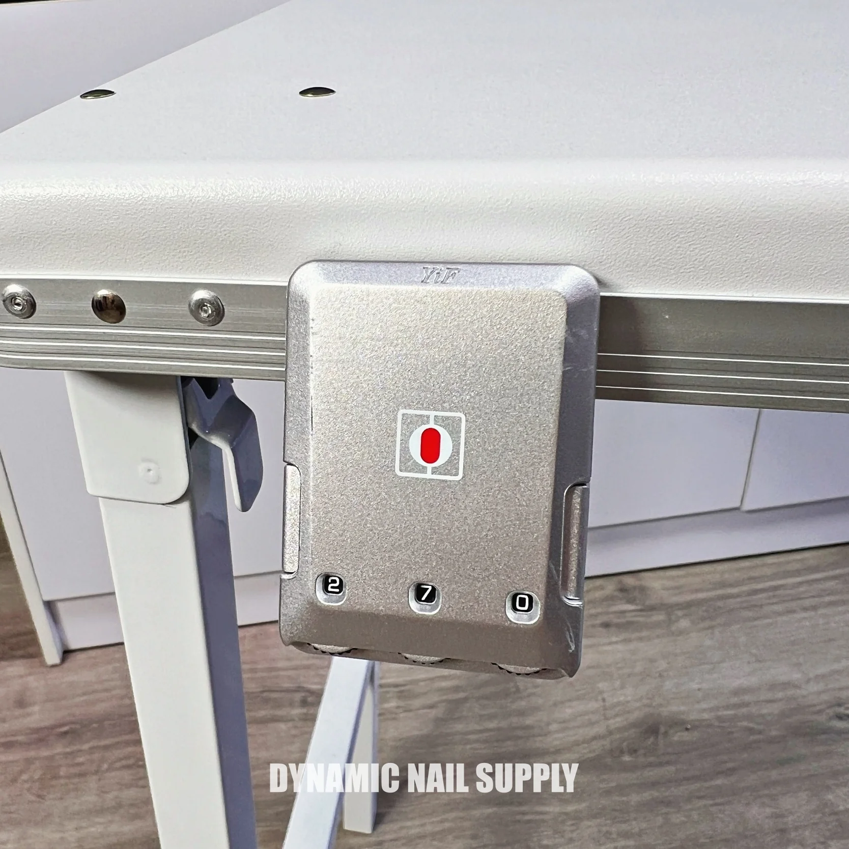(White) Portable & Foldable Rolling Manicure Nail Table - Travel Makeup Desk & Train Case - Image 11