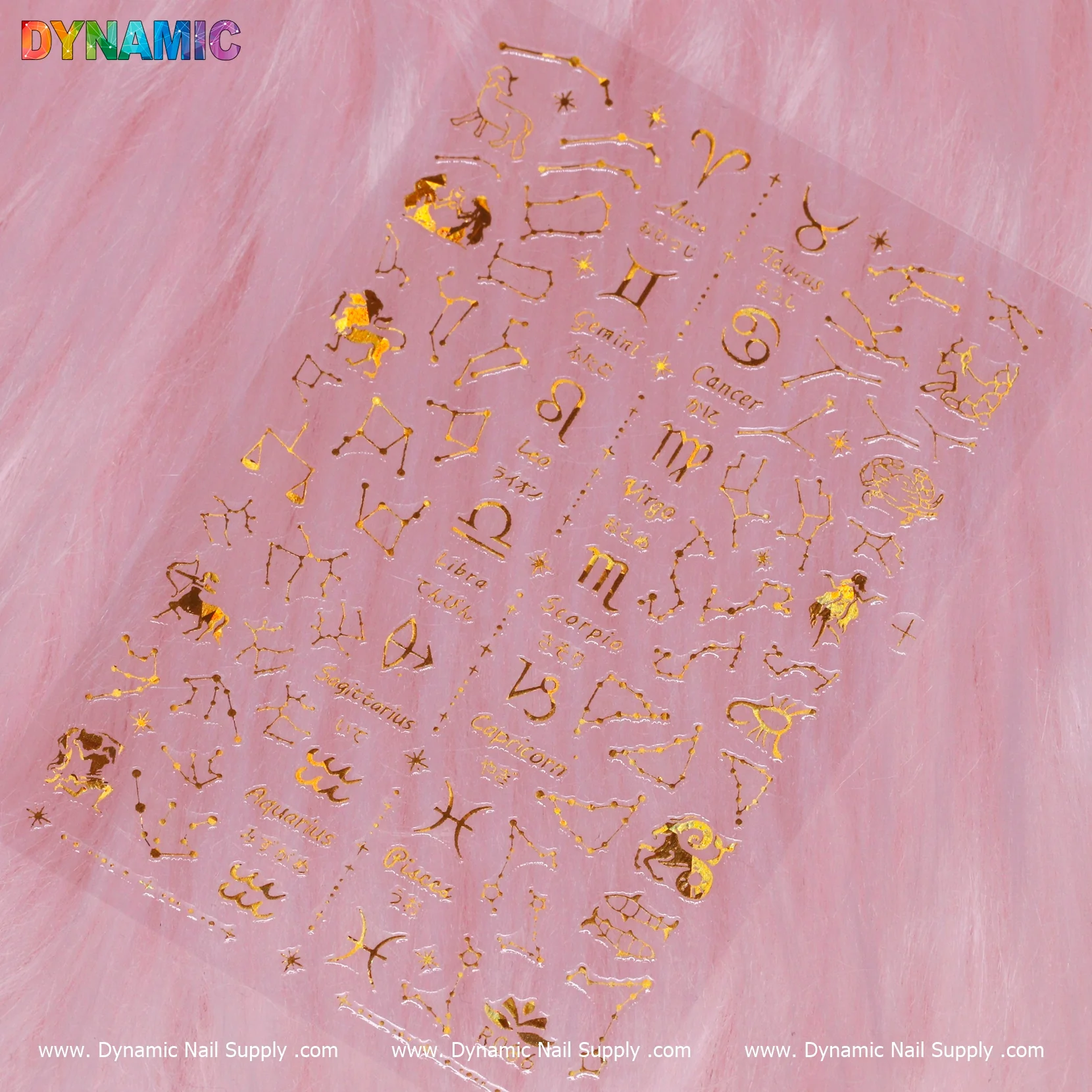 Zodiac, Horoscope Nail Design Sticker - Gold - Image 2