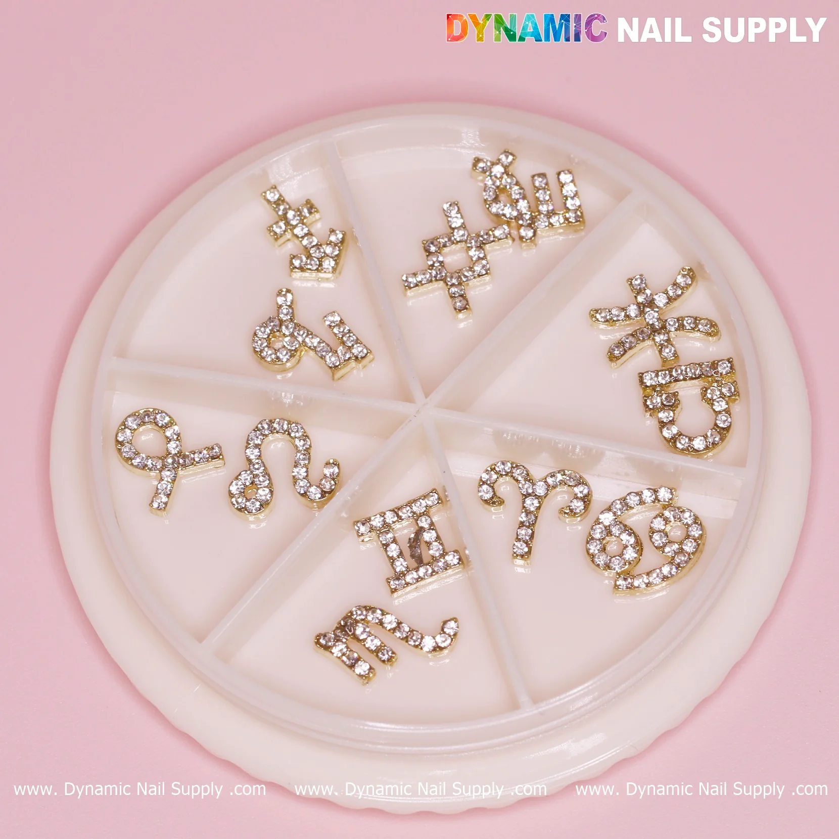Set of 12 pcs Gold Zodiac Sign Nails Charm with Rhinestone (Zodiac Symbol) - Image 5
