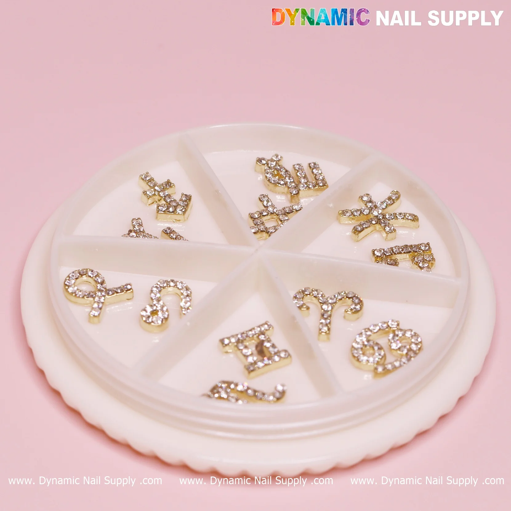 Set of 12 pcs Gold Zodiac Sign Nails Charm with Rhinestone (Zodiac Symbol) - Image 6